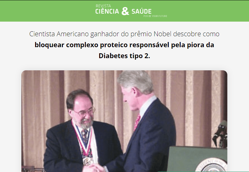 Cientista Americano ganhador do prêmio Nobel descobre como
bloquear complexo proteico responsável pela piora da Diabetes tipo 2.